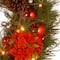 24" Decorative Collection Hydrangea Wreath with Cones, Red Berries & 50ct. Soft White Battery Operated LED Lights with Timer